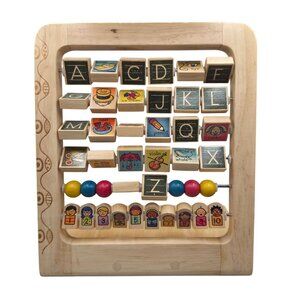 Wooden Alphabet Learning Toy Rotating Blocks Beads For Toddlers B Toys